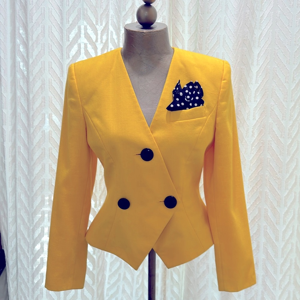 VINTAGE Le Suit Canary Yellow Blazer🔥